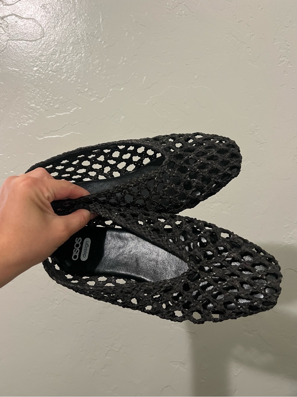 ASOS Black Woven Slip-On Flats